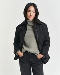 gesteppte jacke mit cordbesatz – schwarz