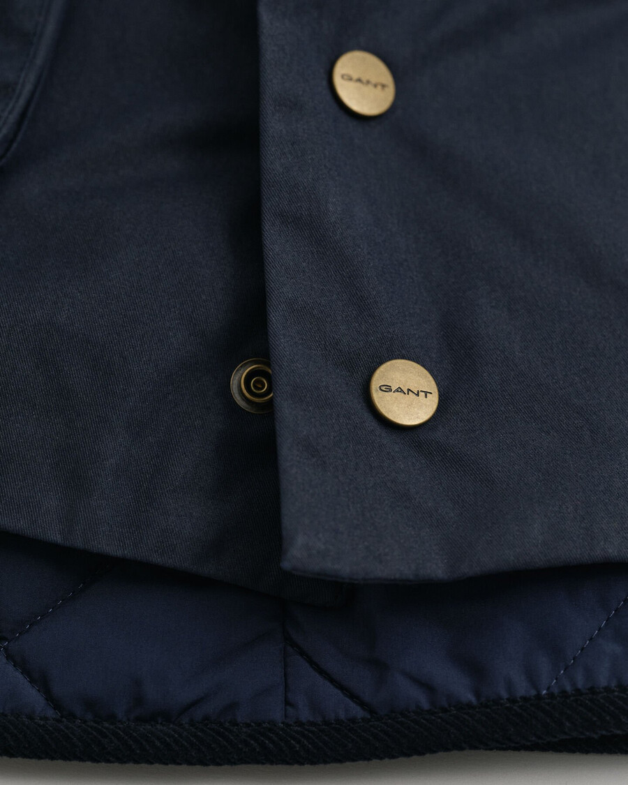 doppeldeckerjacke aus gewachster baumwolle – abendblau