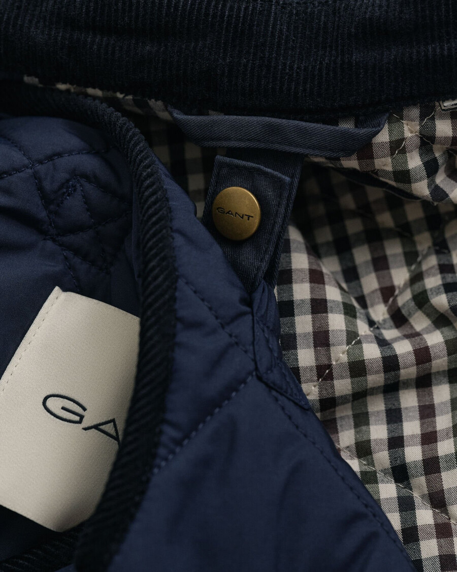 doppeldeckerjacke aus gewachster baumwolle – abendblau