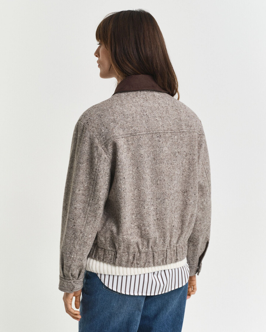 wolljacke mit kontrastkragen – dunkelbraun