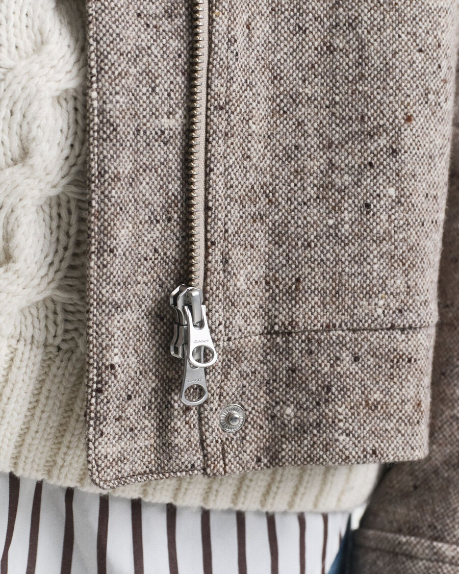 wolljacke mit kontrastkragen – dunkelbraun