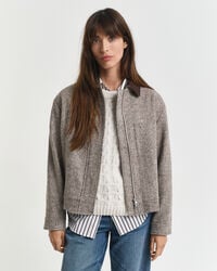 wolljacke mit kontrastkragen – dunkelbraun