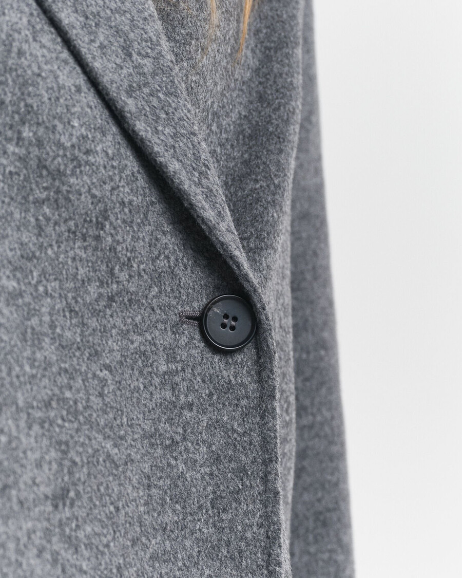 handgenähte jacke mit gürtel – anthrazitmeliert