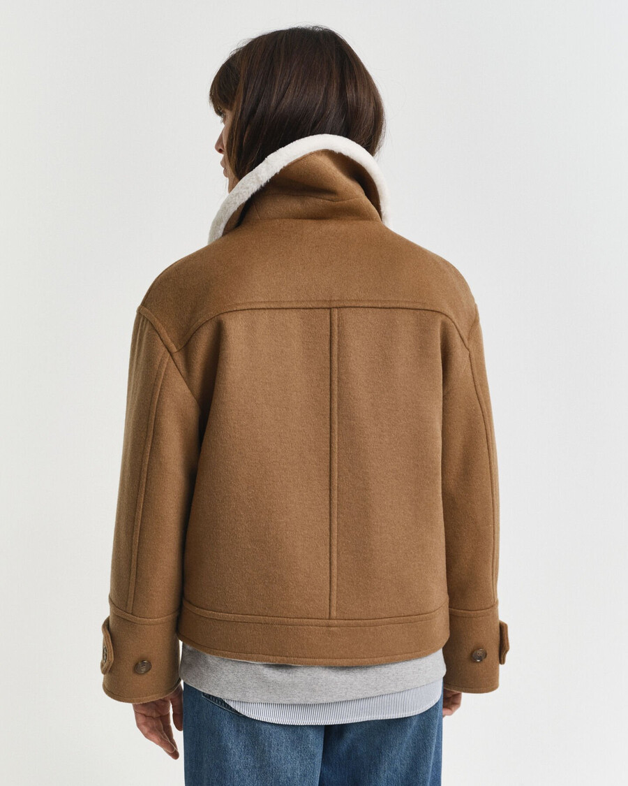 fliegerjacke aus wollmischgewebe – geröstete walnuss