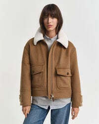 fliegerjacke aus wollmischgewebe – geröstete walnuss