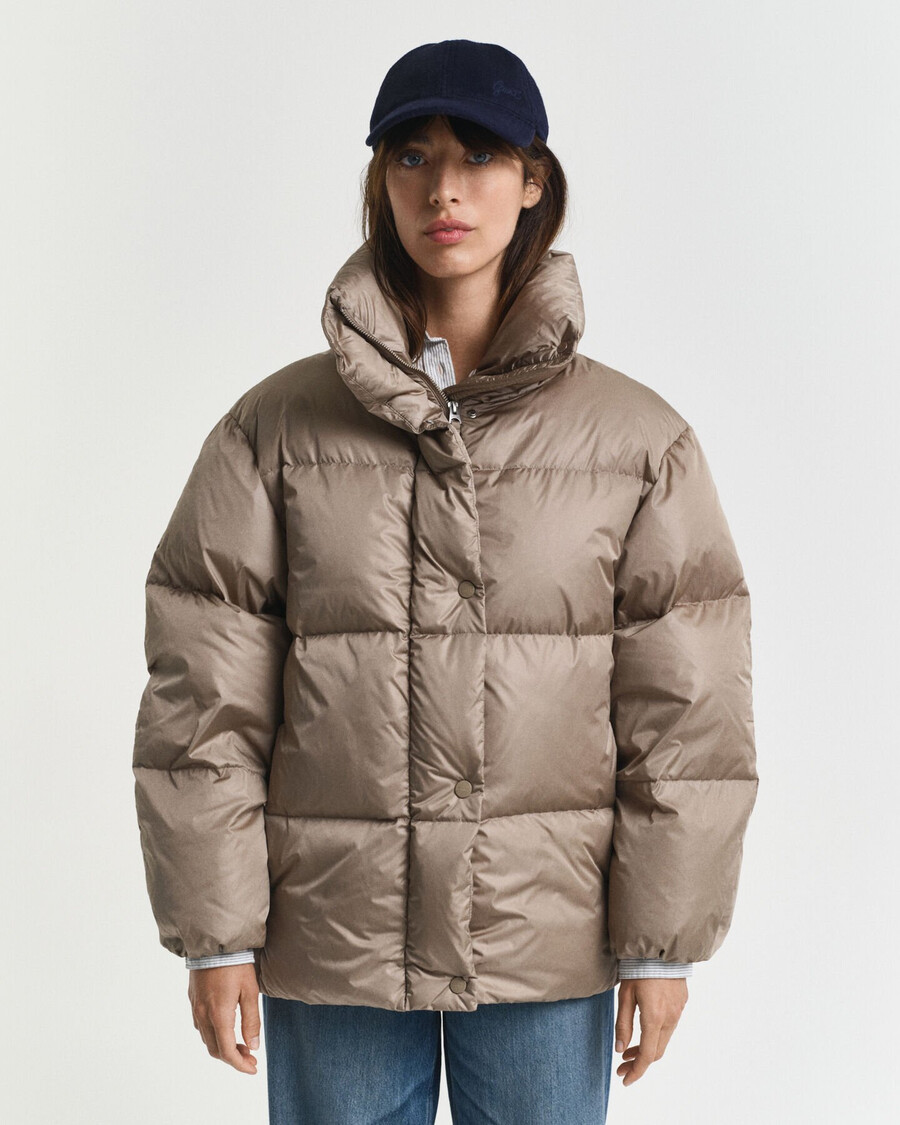 daunenjacke in lockerer passform – taupe beige