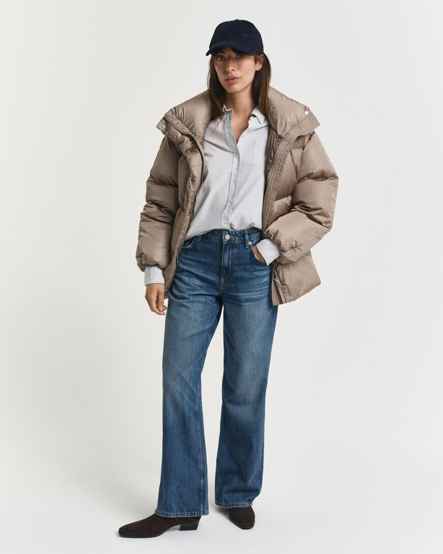 daunenjacke in lockerer passform – taupe beige