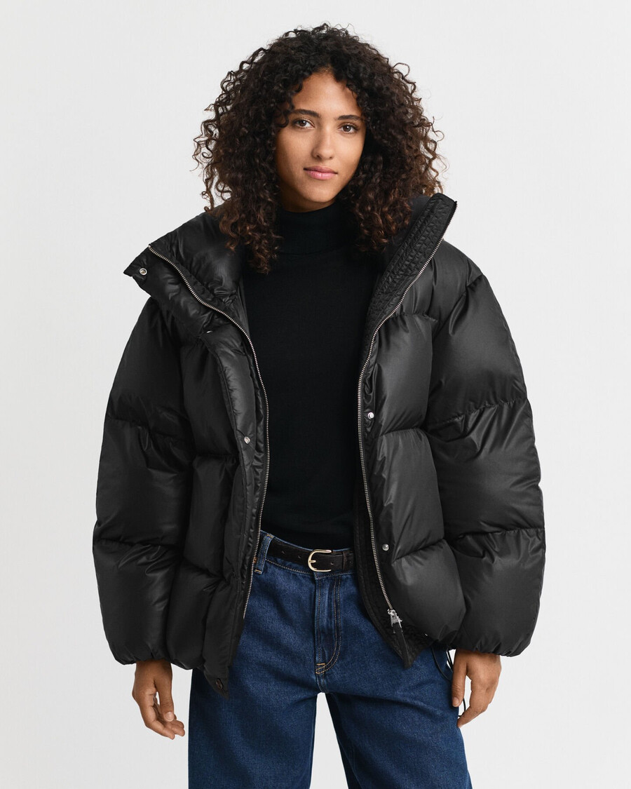 daunenjacke mit lockerer passform – schwarz