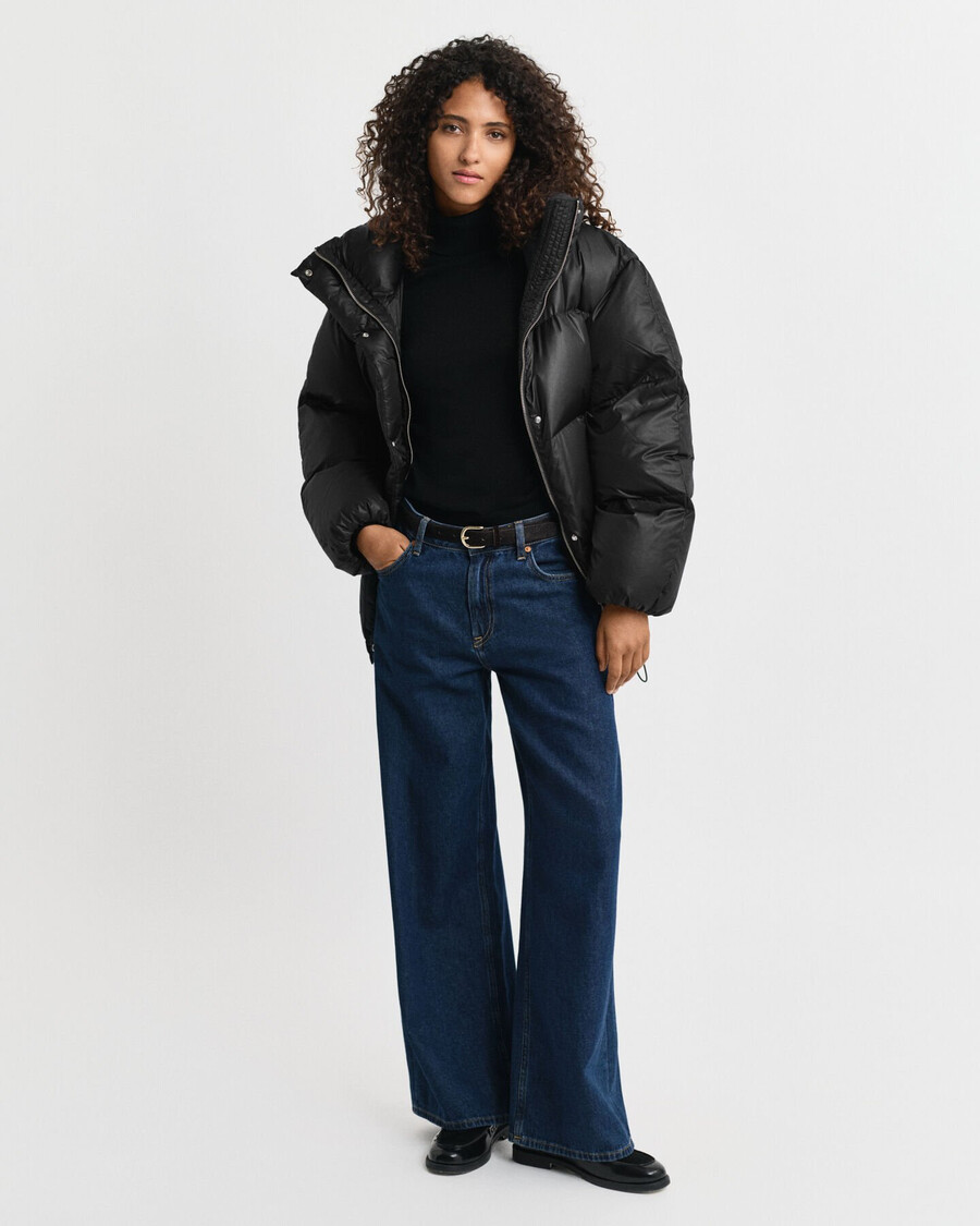 daunenjacke mit lockerer passform – schwarz