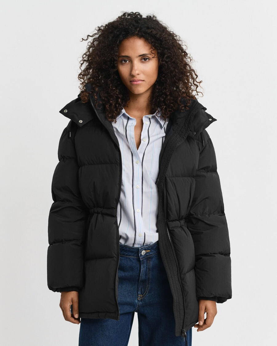 mittellange daunenjacke - schwarz