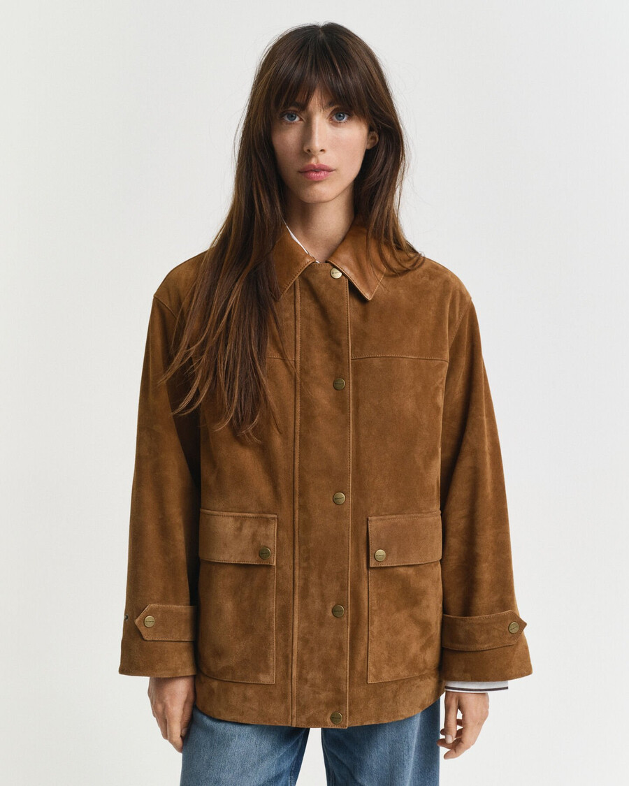 wildleder-barnjacke - cognac