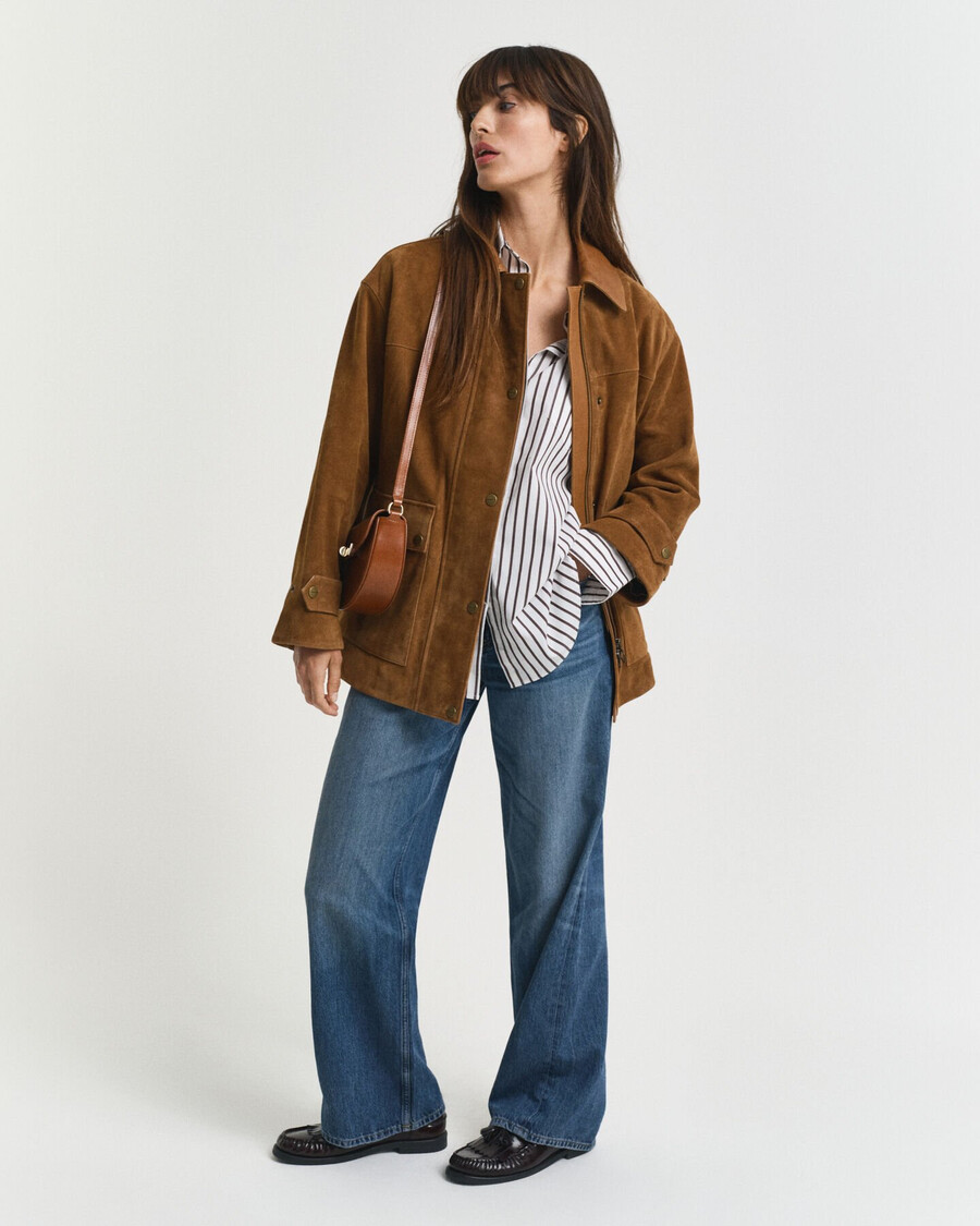 wildleder-barnjacke - cognac