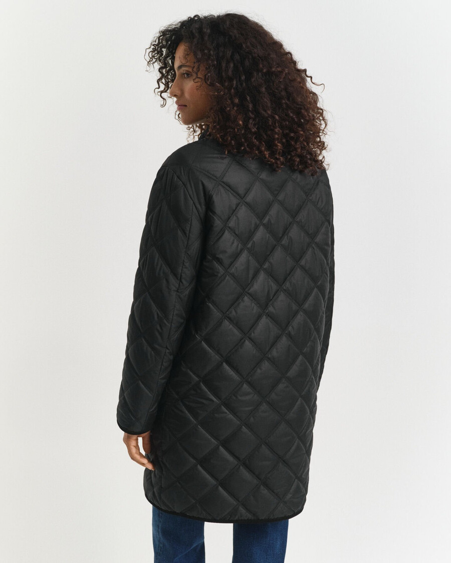 gesteppter cordmantel mit besatz – schwarz