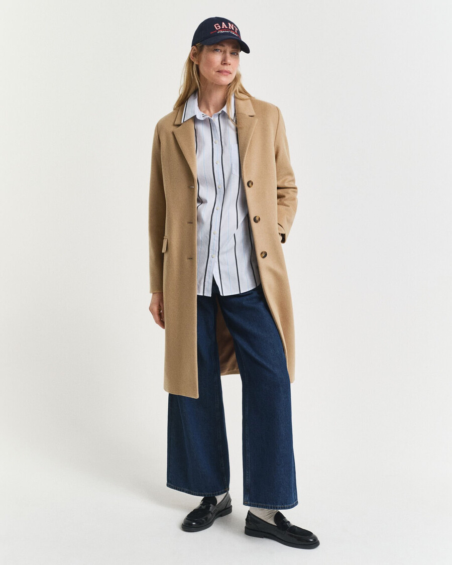 klassischer taillierter wollmischmantel – warmes khaki