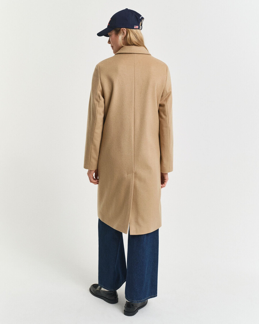 klassischer taillierter wollmischmantel – warmes khaki