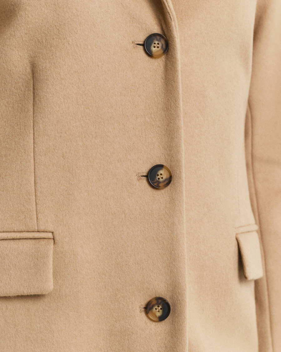 klassischer taillierter wollmischmantel – warmes khaki