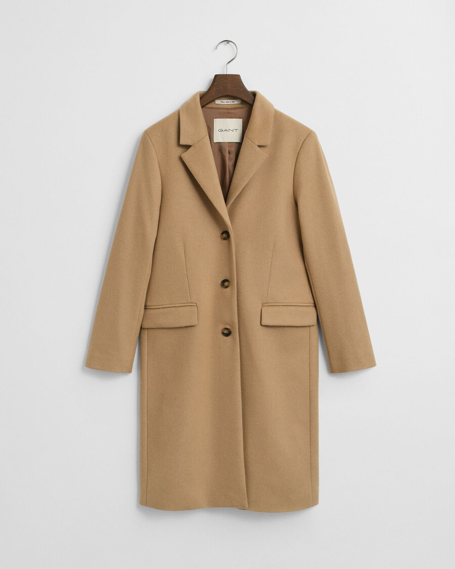 klassischer taillierter wollmischmantel – warmes khaki