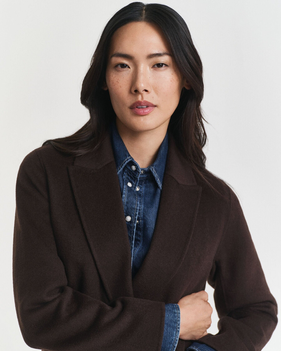 regular fit handgenähter club-blazer – dunkelbraun