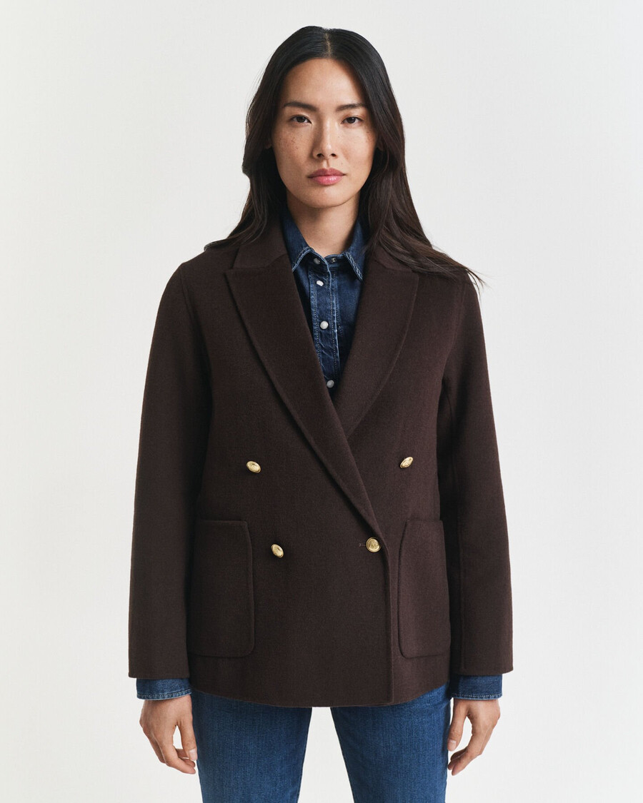 regular fit handgenähter club-blazer – dunkelbraun