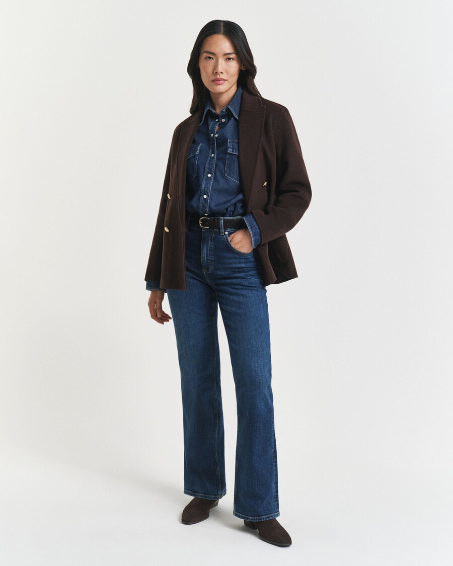 regular fit handgenähter club-blazer – dunkelbraun