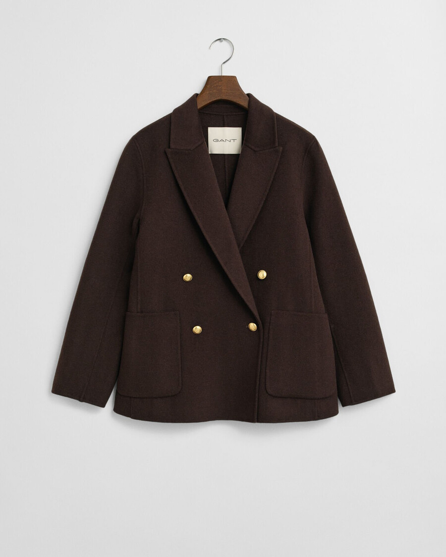 regular fit handgenähter club-blazer – dunkelbraun