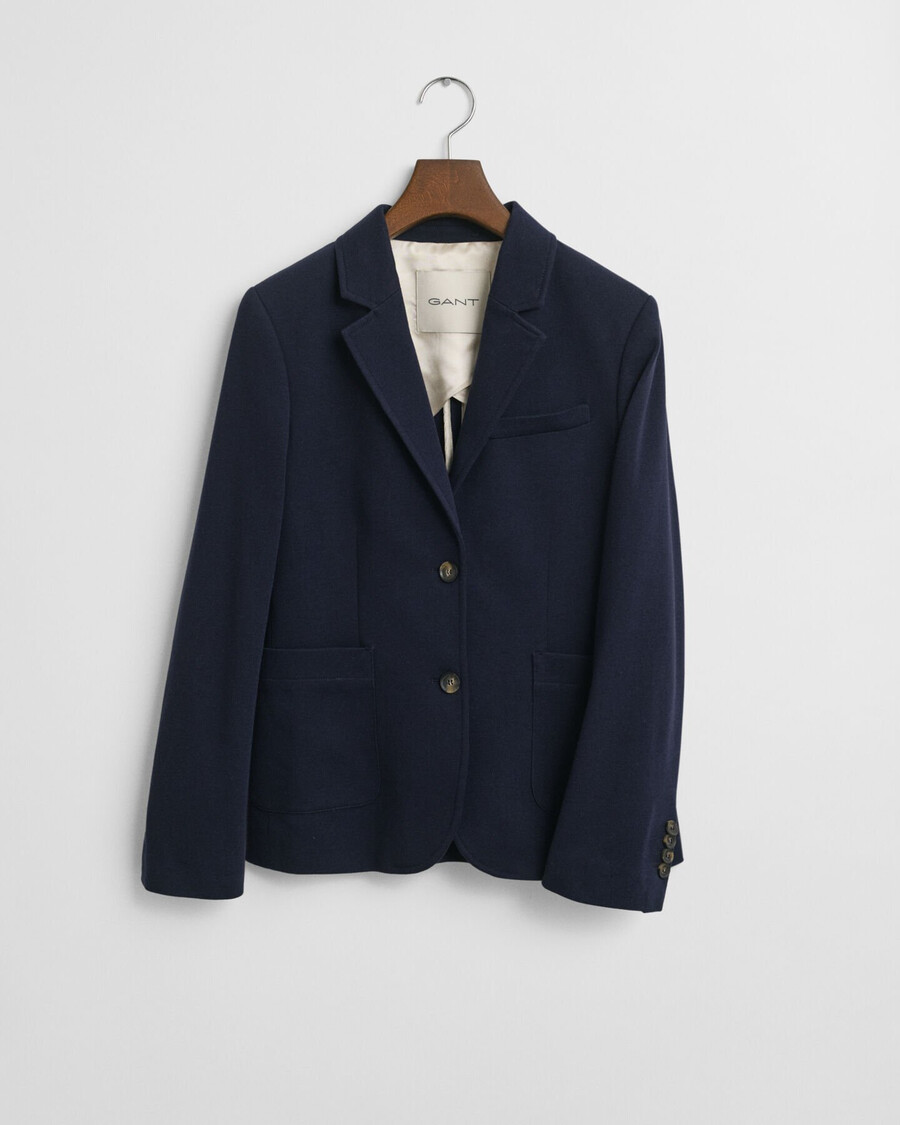 schmal geschnittener piqué-blazer – abendblau