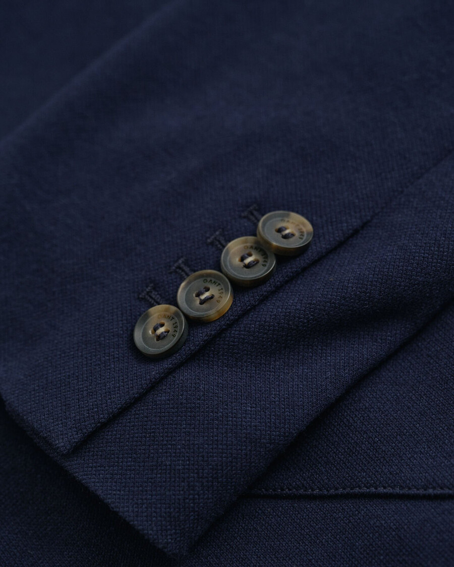 schmal geschnittener piqué-blazer – abendblau