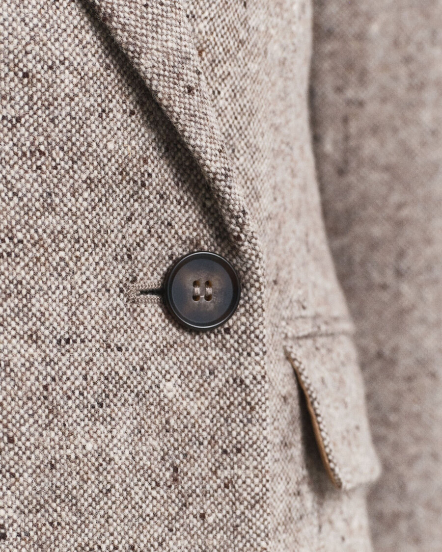 blazer aus strukturierter wolle in regulärer passform – dunkelbraun