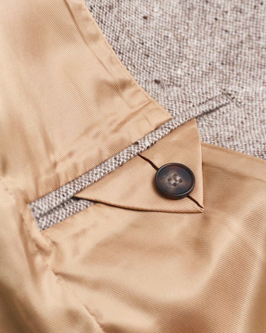 blazer aus strukturierter wolle in regulärer passform – dunkelbraun