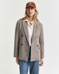 blazer aus strukturierter wolle in regulärer passform – dunkelbraun