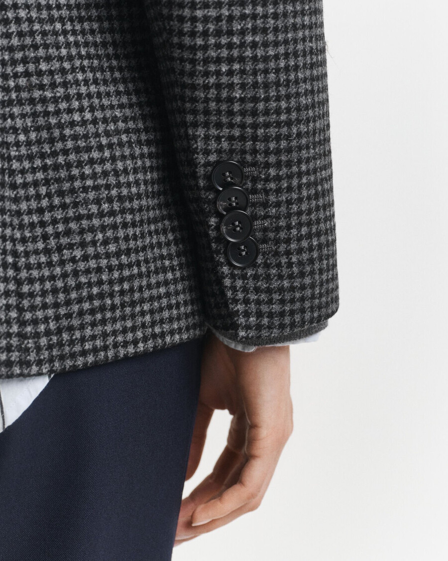 wollblazer mit hahnentrittmuster in regulärer passform – anthrazit meliert