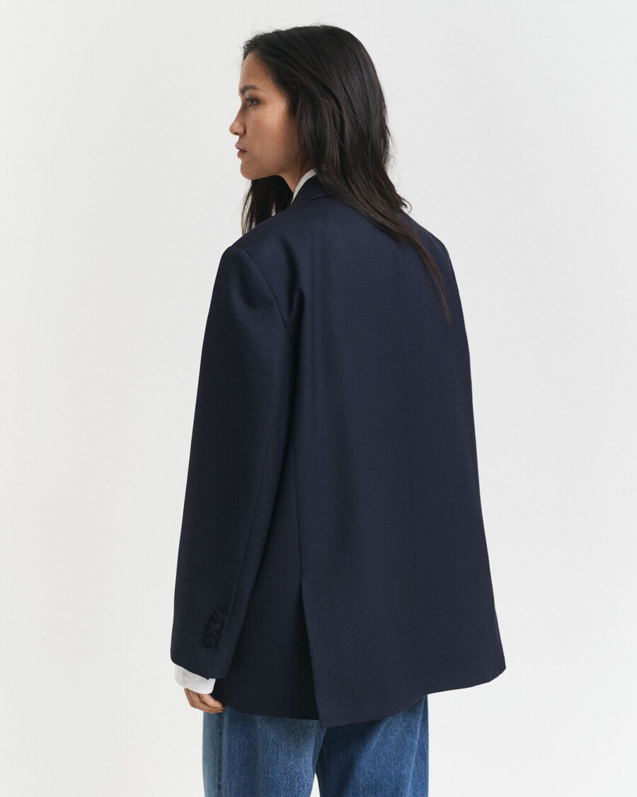 oversized-blazer aus woll-hopsack – marineblau