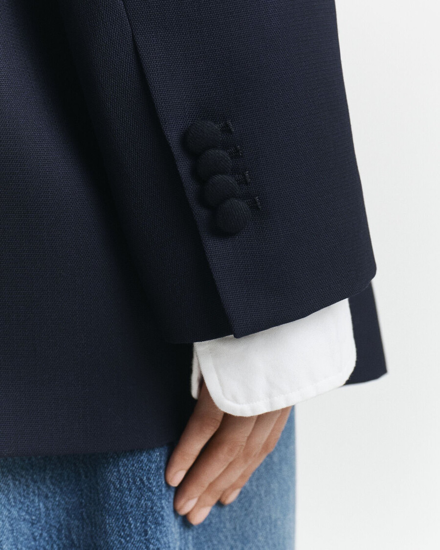 oversized-blazer aus woll-hopsack – marineblau