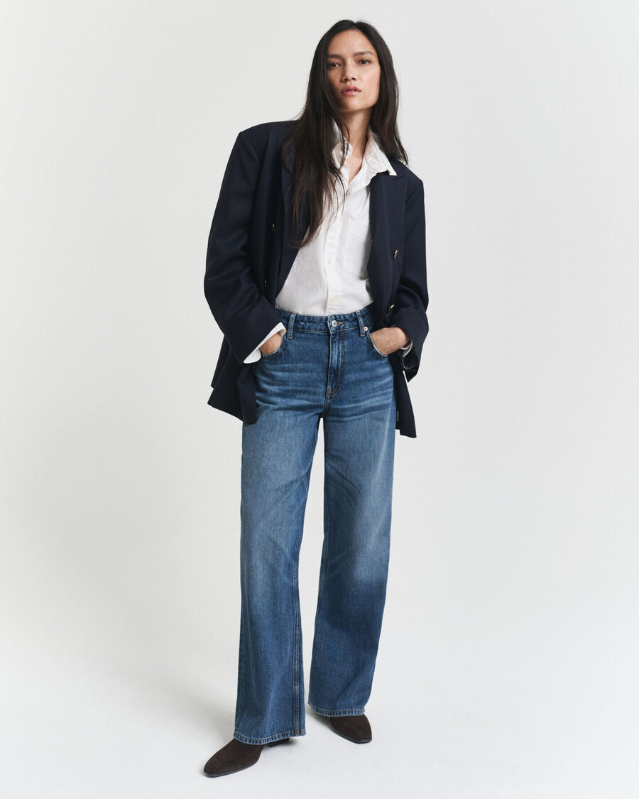 oversized-blazer aus woll-hopsack – marineblau