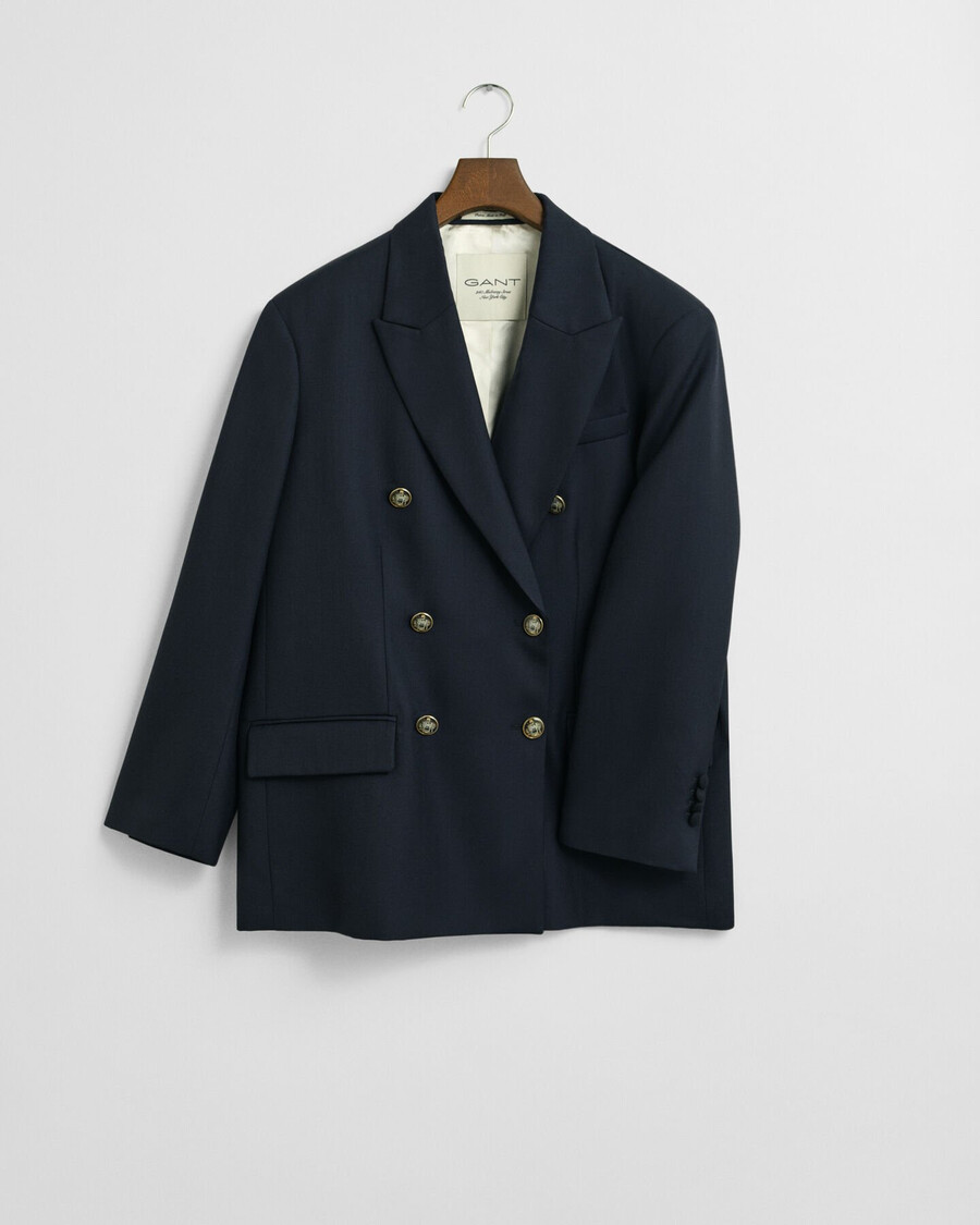 oversized-blazer aus woll-hopsack – marineblau