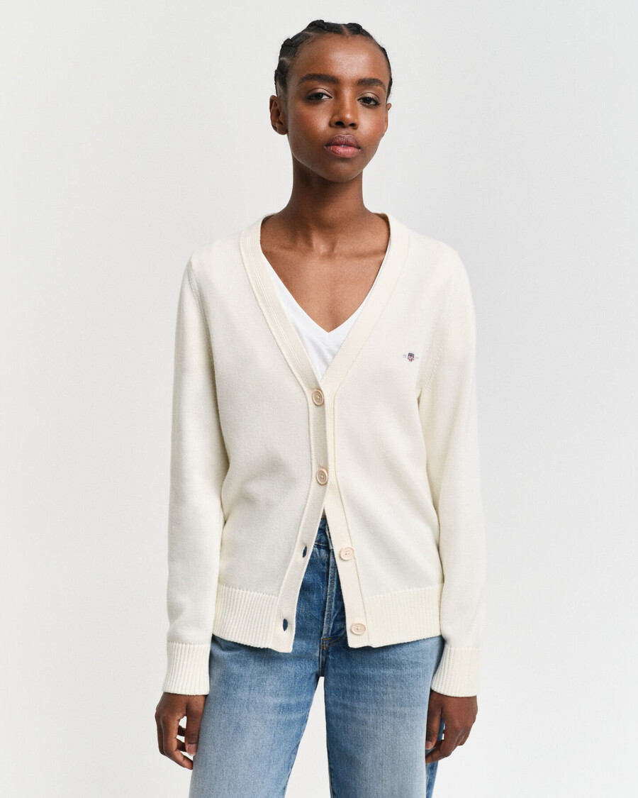 klassischer baumwoll-cardigan – creme