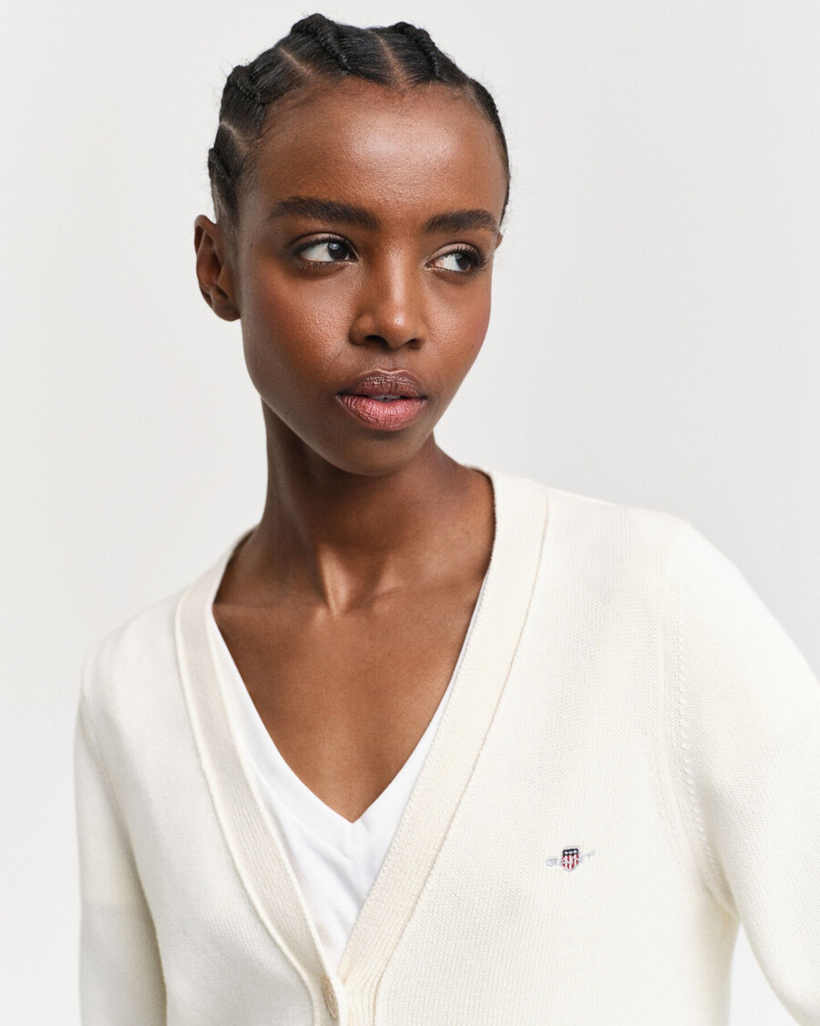klassischer baumwoll-cardigan – creme