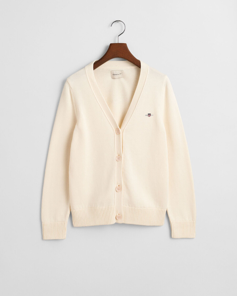 klassischer baumwoll-cardigan – creme