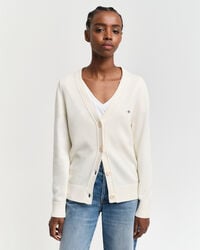 klassischer baumwoll-cardigan – creme