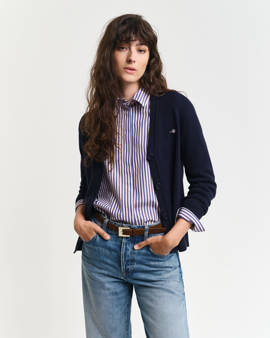 klassischer baumwoll-cardigan – abendblau