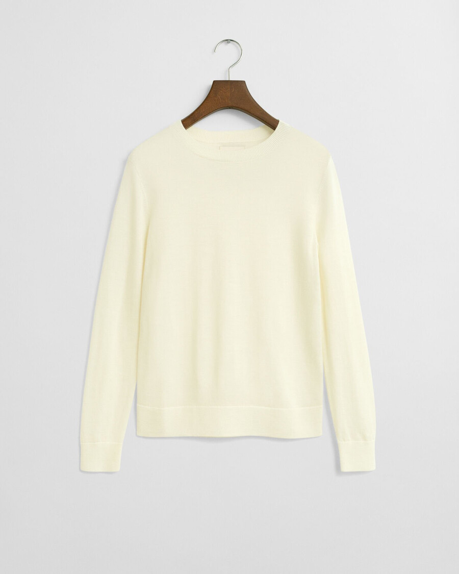 extrafeiner merinowollpullover mit rundhalsausschnitt – creme