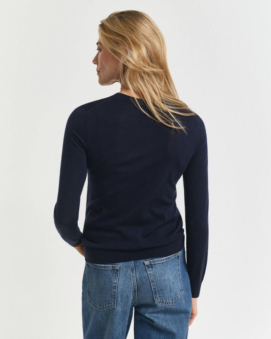extrafeiner merinowollpullover mit rundhalsausschnitt – abendblau