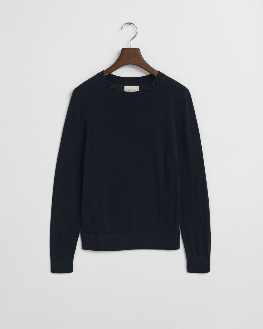 extrafeiner merinowollpullover mit rundhalsausschnitt – abendblau