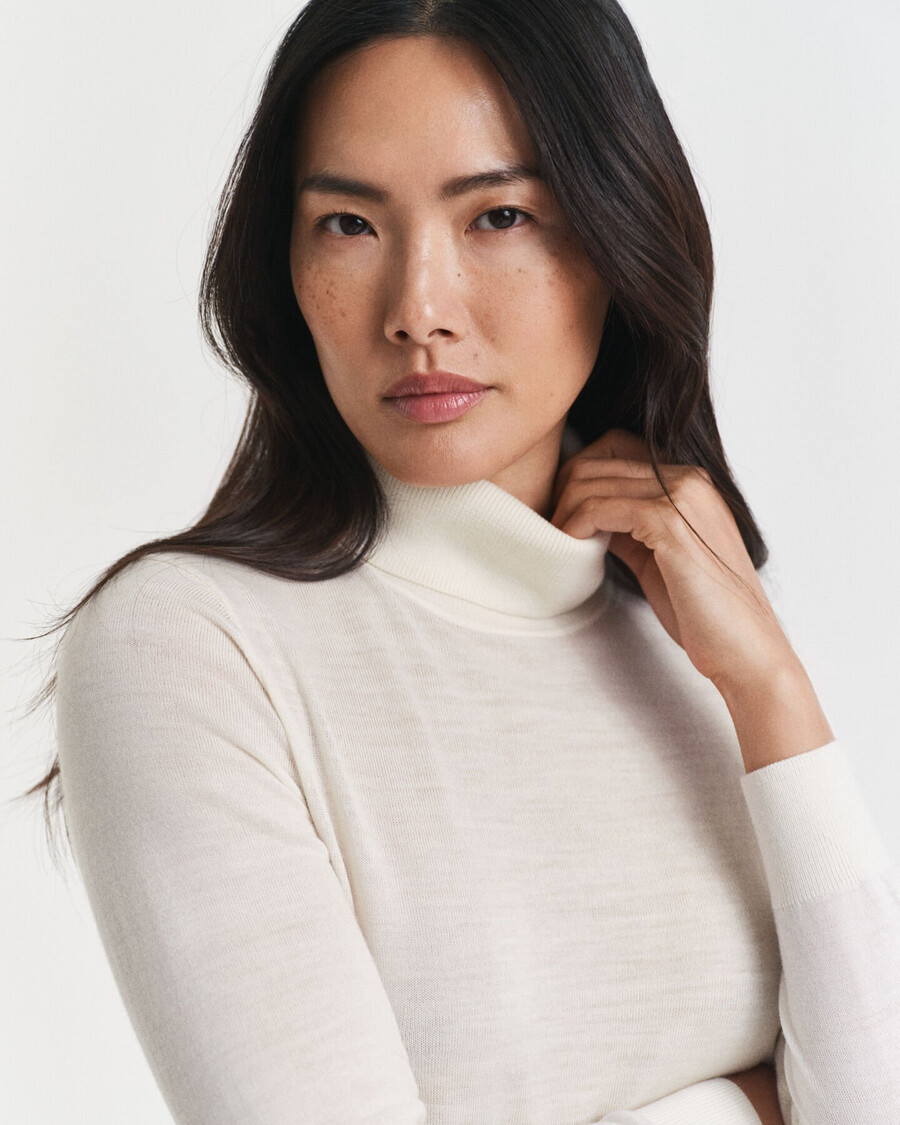 rollkragenpullover aus extrafeiner merinowolle – creme