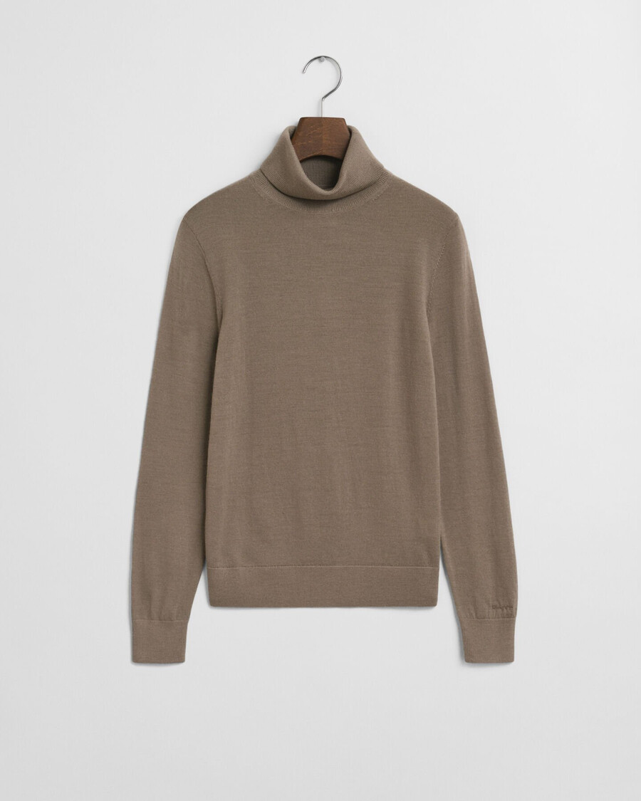 rollkragenpullover aus extrafeiner merinowolle – taupe-beige