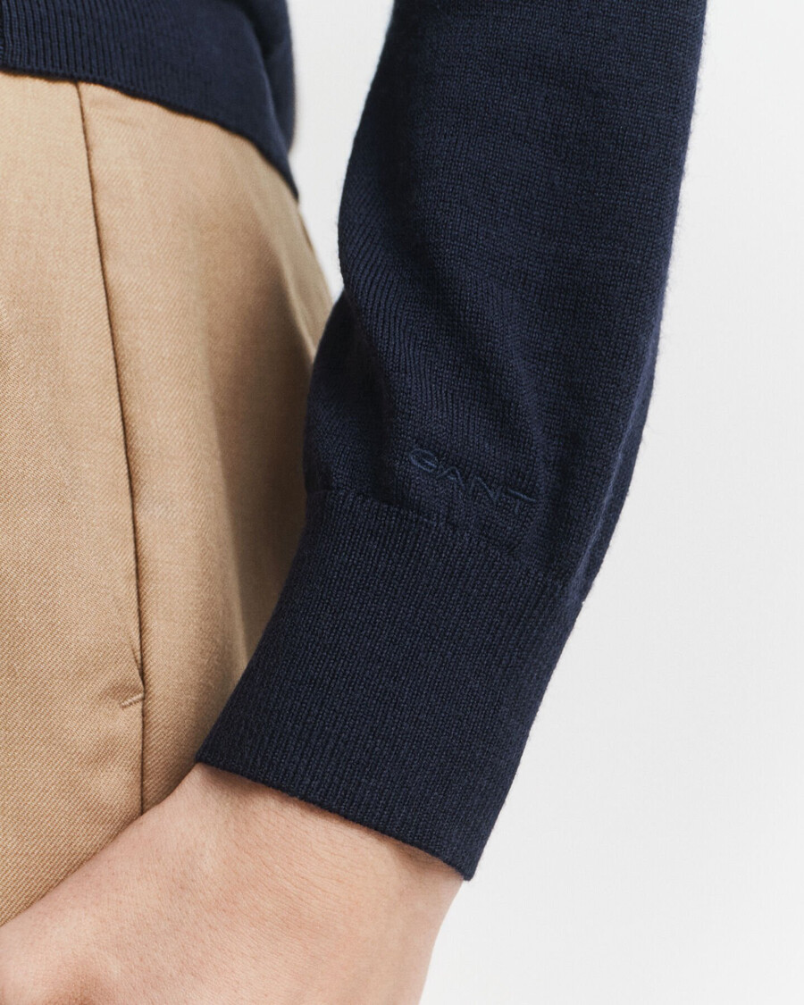 rollkragenpullover aus extrafeiner merinowolle – abendblau