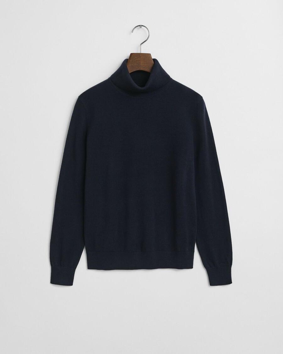 rollkragenpullover aus extrafeiner merinowolle – abendblau