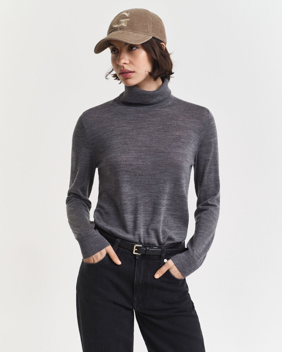 rollkragenpullover aus extrafeiner merinowolle – anthrazit meliert