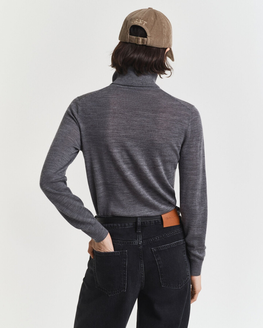 rollkragenpullover aus extrafeiner merinowolle – anthrazit meliert