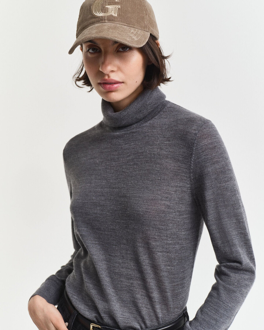 rollkragenpullover aus extrafeiner merinowolle – anthrazit meliert